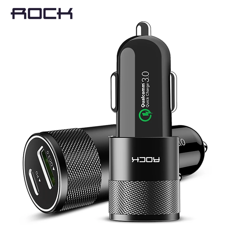 

Rock USB Type C PD Car Phone Charger for iPhone X Quick Charge 3.0 QC3.0 36W USB Car Charger For Samsung galaxy Huawei Xiaomi