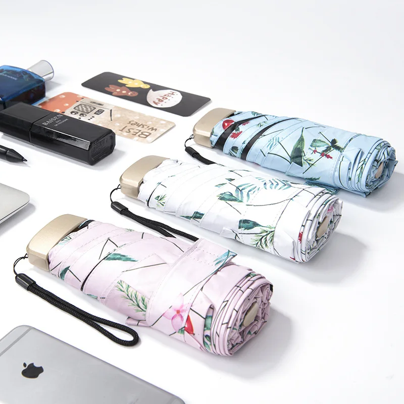 

MRIDEA Simple Fashion Portable Sunny and Rainy Umbrella Umbrella Rain Women 5Folding Men Travel Business Car Umbrellas