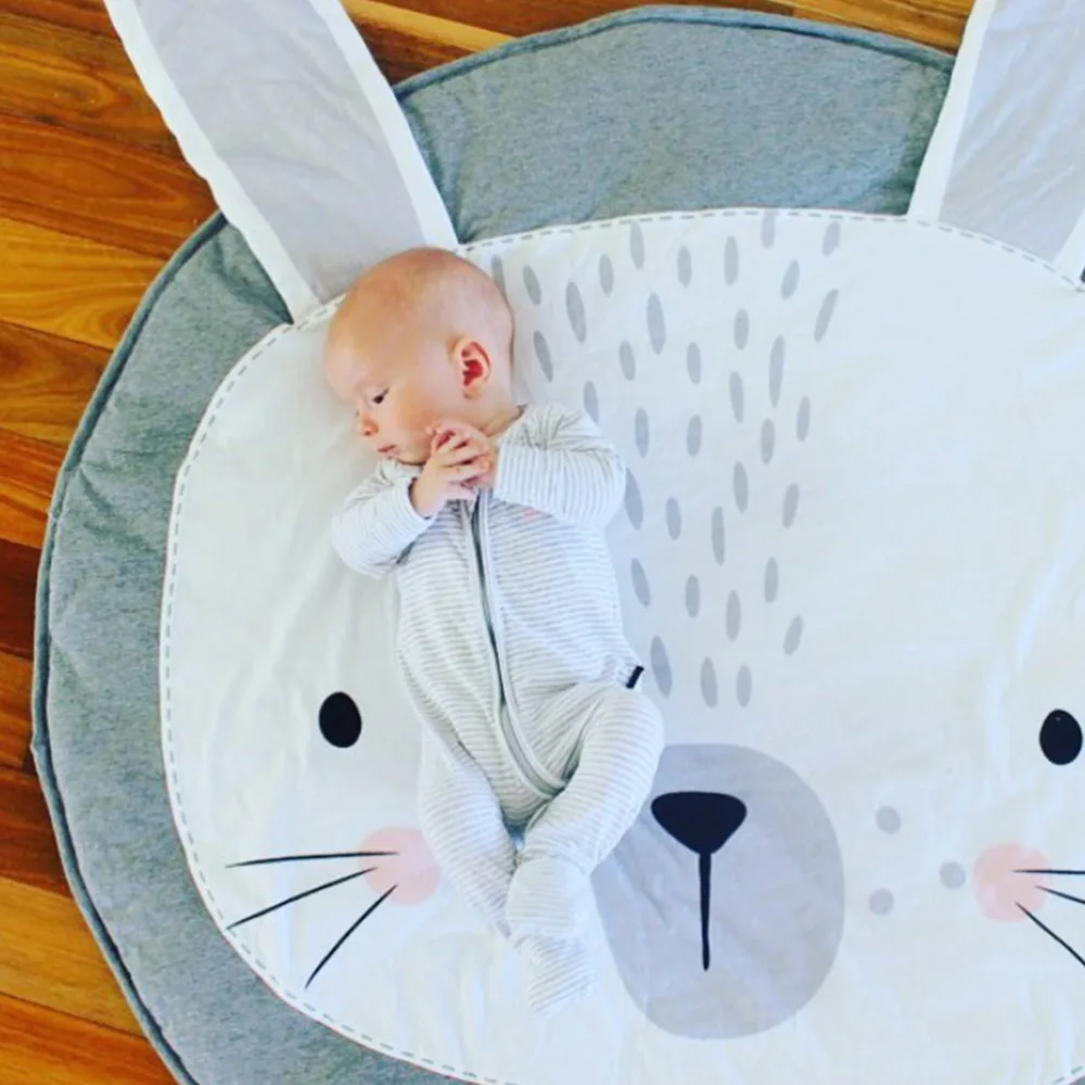 INS Baby Infant Play Mats Kids Crawling Carpet Floor Rug Baby Bedding Cartoon Blanket Cotton Children Room Decor Playmat 90CM