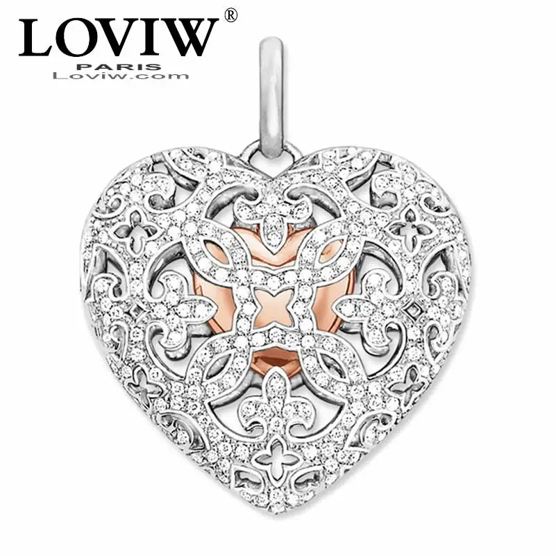 

White CZ Zirconia Crystal Locket Heart Pendant Thomas Sabor Style New Jewelry Good Jewerllery For Women Gift 925 Sterling Silver