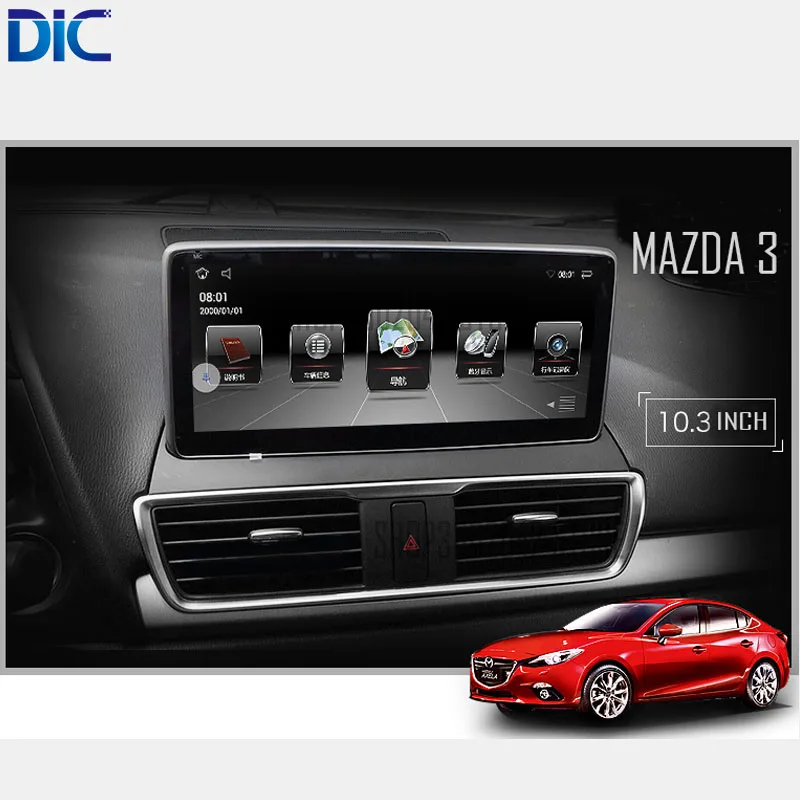 Flash Deal DLC Android system 4.4 player navigation 10 inch 4 core 1280*480 GPS car stereo radio canbus mp3 video For mazda 3 2014-2017 10