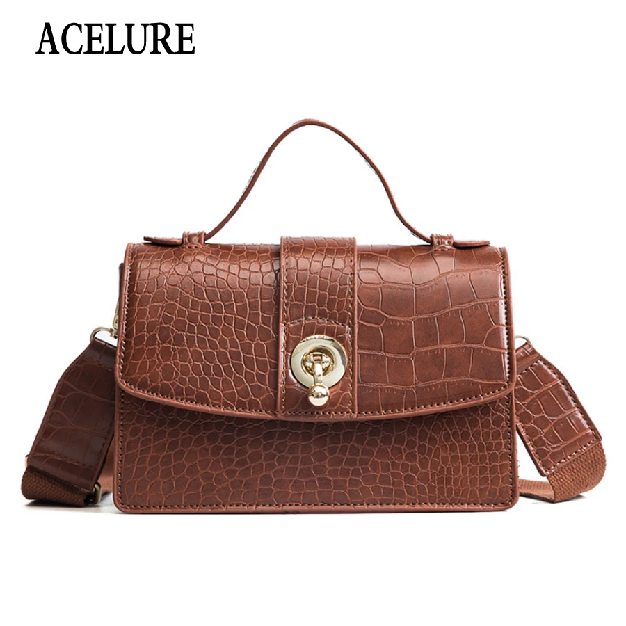 

ACELURE Fashion Pu Leather Day Clutch One Shoulder Crossbody Bag Small Crocodile Pattern Ladies Messenger Bag Female Totes Bolsa