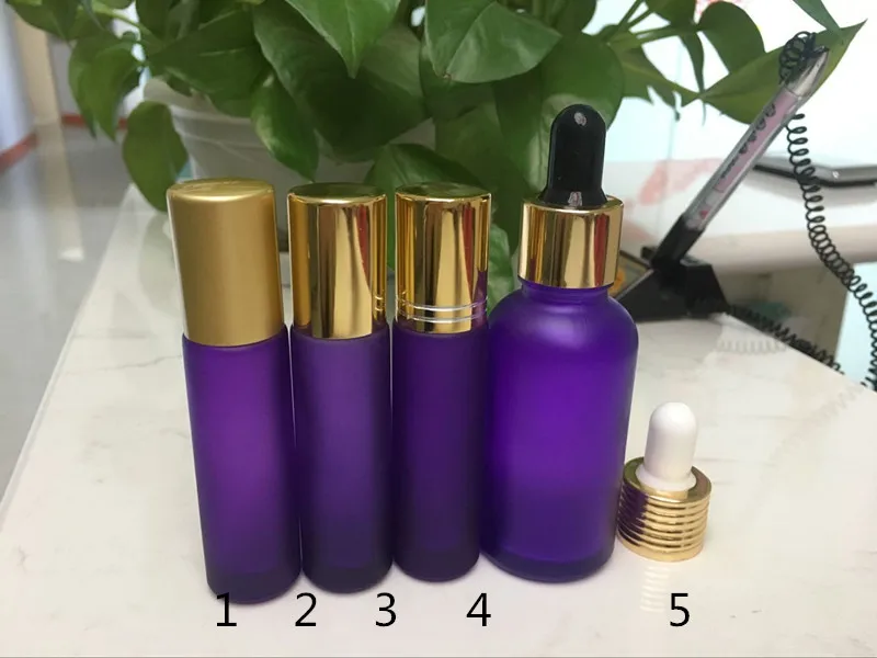 100pcs*10ml frosted purple Essential Oil Bottles with Glass Roller Balls Aromatherapy travel