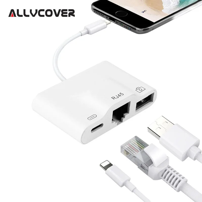 Allvcover 3 in 1 Charger Adapter For Lightning to LAN