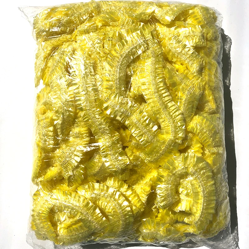 Yellow 50 шт одноразовые пластиковые водонепроницаемые прозрачные цветные шапочки для душа для гостиниц для путешествий дома, Товары для ванной - Цвет: Yellow