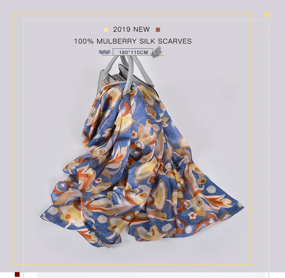 [BYSIFA] Women's Pure Silk Scarf Shawl Fashion Utra-long Scarves Printed Fall Foulard Winter Navy Blue Red Neck Scarf 180*110cm