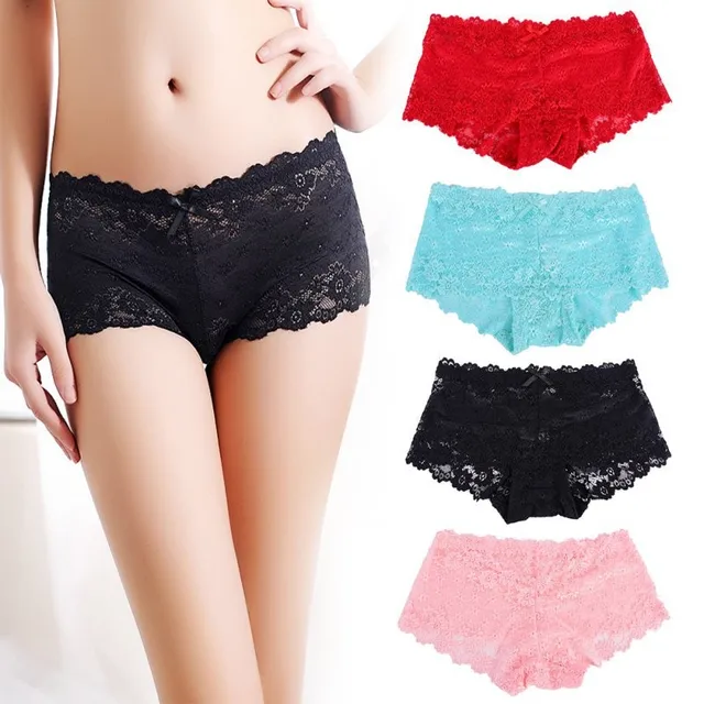 2017 Sexy Women Cotton Boyshort Lingerie Full Lace Panties Transparent