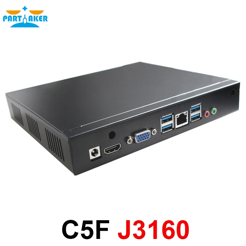 Мини-компьютер Intel celeron J3160 Мини ПК C5F Мини компьютер 12v 4 USB3.0 с вентилятором