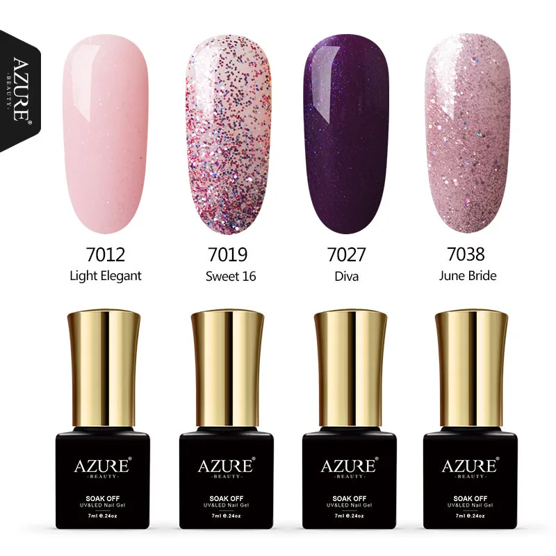

Azure Beauty Pink Nail Gel Polish 4Pcs/Lot Semi Permanent Hybrid Varnish Long-Lating Led Gel Polish 7ML Soak-off UV Nail Gel