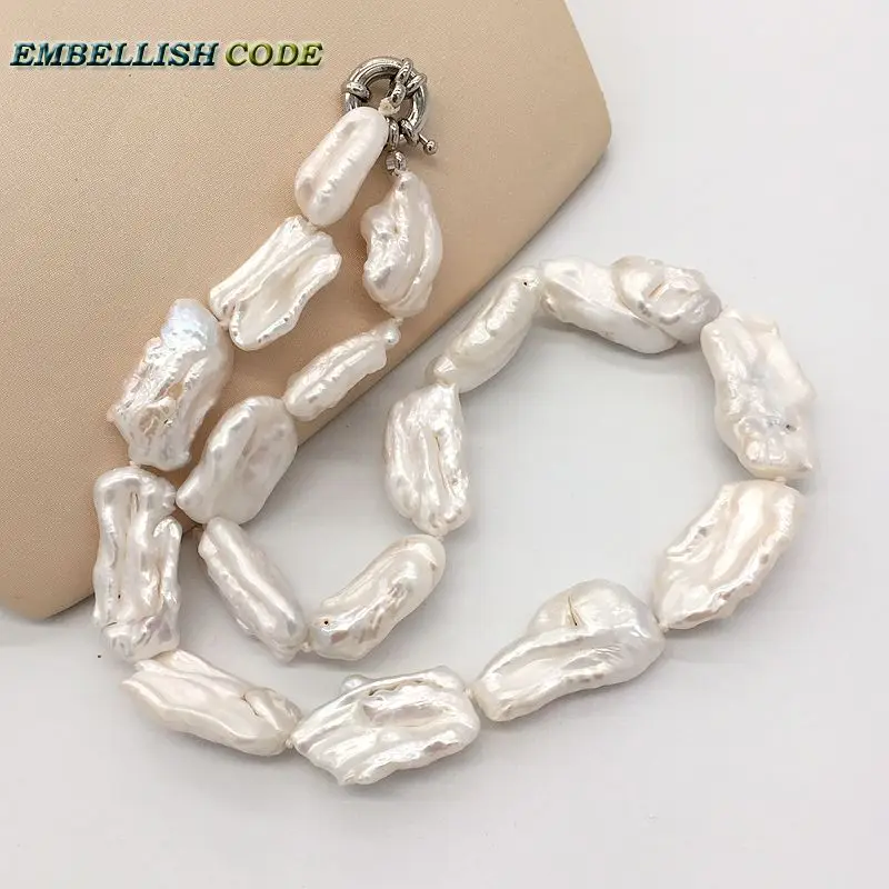 Летнее жемчужное ожерелье в стиле барокко, Необычные Квадратные белые жемчужины, натуральный культивированный жемчуг, элегантные ювелирные изделия для женщин
