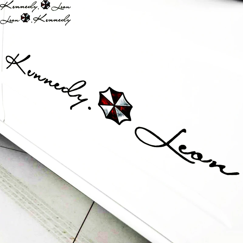 

Etie 2 x Umbrella Corporation Controlled Leon Kennedy Signature Car Sticker & Decal Funny Accessories For Ford Focus golf