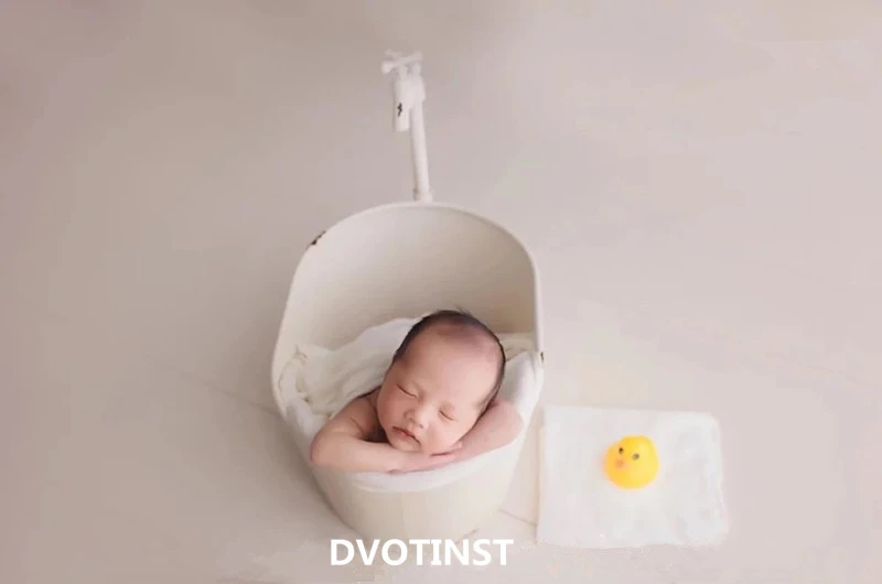 Banheira para o Bebê Acessórios de Tiro Dvotinst Adereços Fotografia Recém-nascido Ferro Criativo Posando Balde Foto Infantil Estúdio 6 Chapéus e bonés