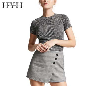 

HYH Haoyihui Woman Solid Gray Pink Sweater Sexy O-Neck Short Pullovers Regular Sleeve Sweater 2018 Spring New Fashion Sweater