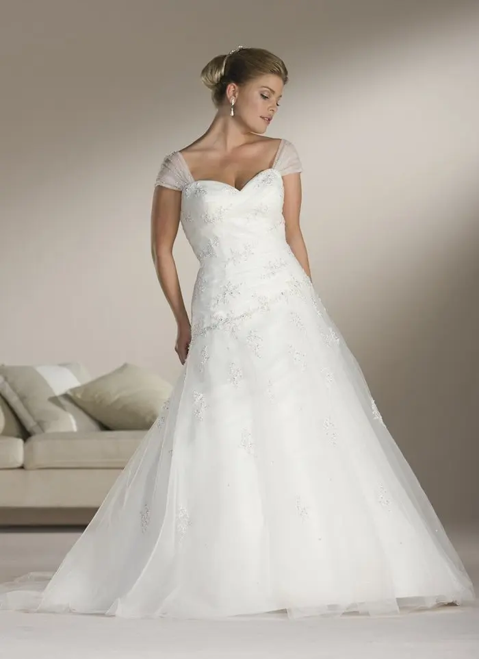 

75-28 Beautiful Decomposable Strap Tulle Ruffle Appliques Beadeds Wedding Dresses