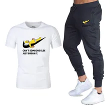 Summer Hot Men's Sets New Simpson print T Shirts+pants Two Pieces Sets Casual Tracksuit Male Casual Tshirt Gyms Fitness trousers