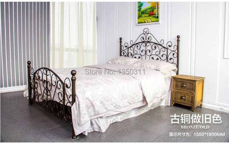 Noble iron double single bed 1.5 meters 1.8 European pastoral student bed iron bed princess bed rack Noble iron double single bed 1.5 meters 1.8 European pastoral student bed iron bed princess bed rack