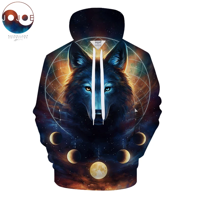3d wolf print hoodie