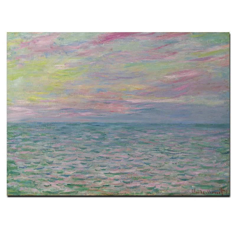

Claude Monet Sunset Seascape Impressionist Abstract Landscape Oil Painting on Canvas Poster Wall Picture for Living Room