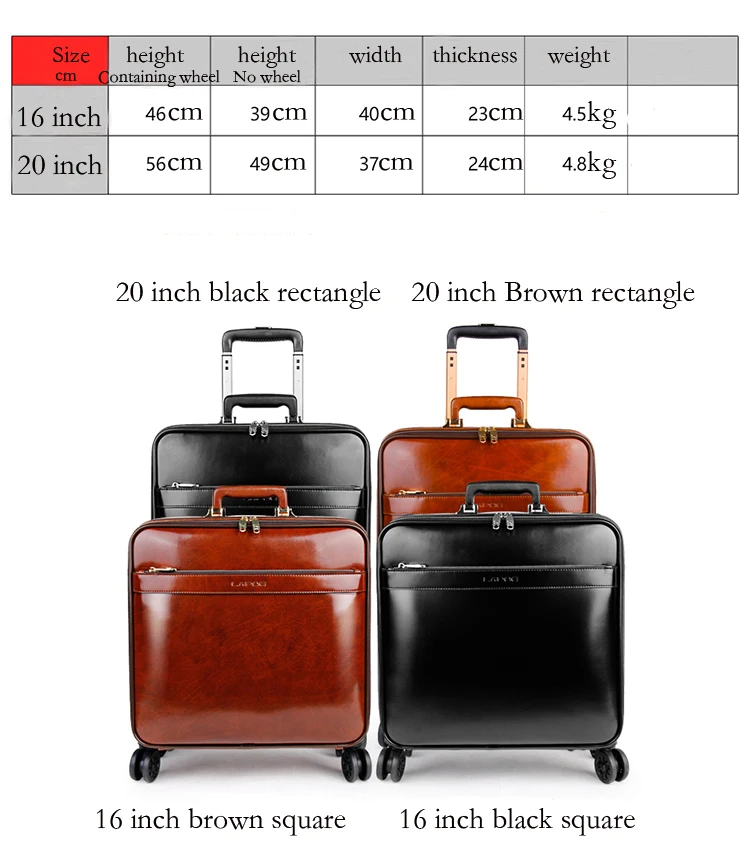 Мужская сумка для путешествий из натуральной кожи в стиле ретро, сумка для багажа, 20 дюймов, сумка для путешествий, чемоданы на колесах деловой чемодан на колесиках, коробка для полетов