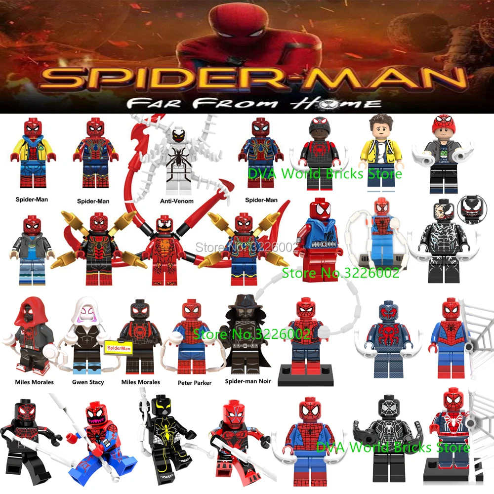 

For legoing Spiderman Spider-Man Far From Home Anti Venom Carnage Spider Gwen man batman Avengers Building Blocks Toys Figures