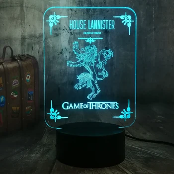 

House Lannister 3D LED Night Light Game of Thrones A Song of Ice and Fire Desk Lamp Bedroom Decor Fans Boy Toy Christmas Gift