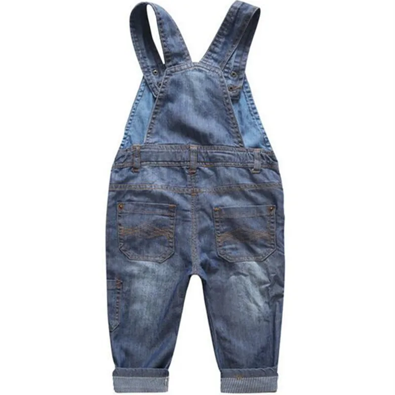 2017 New Arrival Boys & Girls Autumn Solid Denim Jumpsuits Kids Hemming Overalls Children Brand