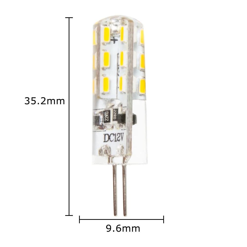 12 шт G4 Светодиодный светильник 24 3014SMD энергосберегающая лампа 3W DC 12V 180-240LM теплый белый 3000K 360 Угол луча силикагель