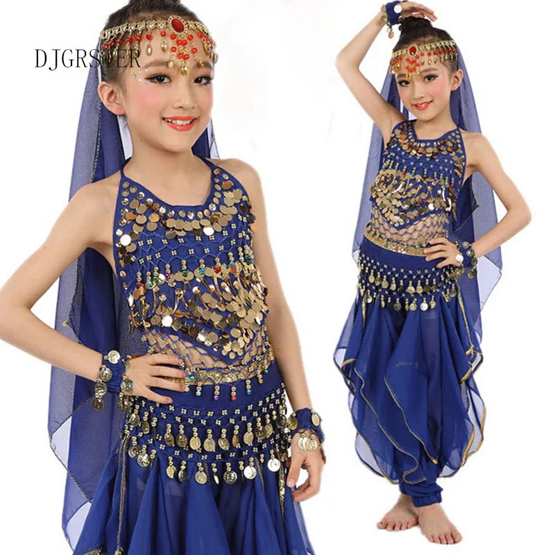 

DJGRSTER Indian Sari Girl Dress Orientale Enfant Indian Costumes For Kids Oriental Dance Costumes Belly Dance Dancer Clothes Set