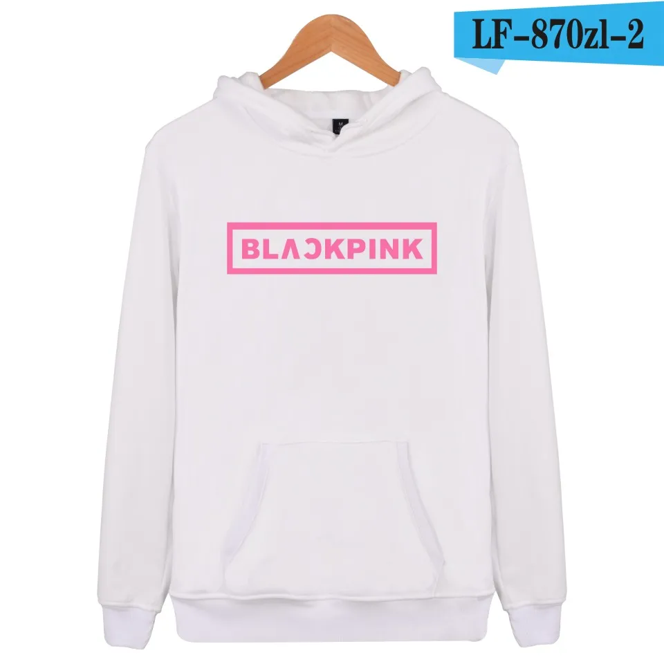 Корейский KPOP девушка группа Blackpink толстовки кофты Женская обувь черного, розового цвета с капюшоном Толстовка Camisas Feminina KPOP одежда с принтом Blackpink - Цвет: White