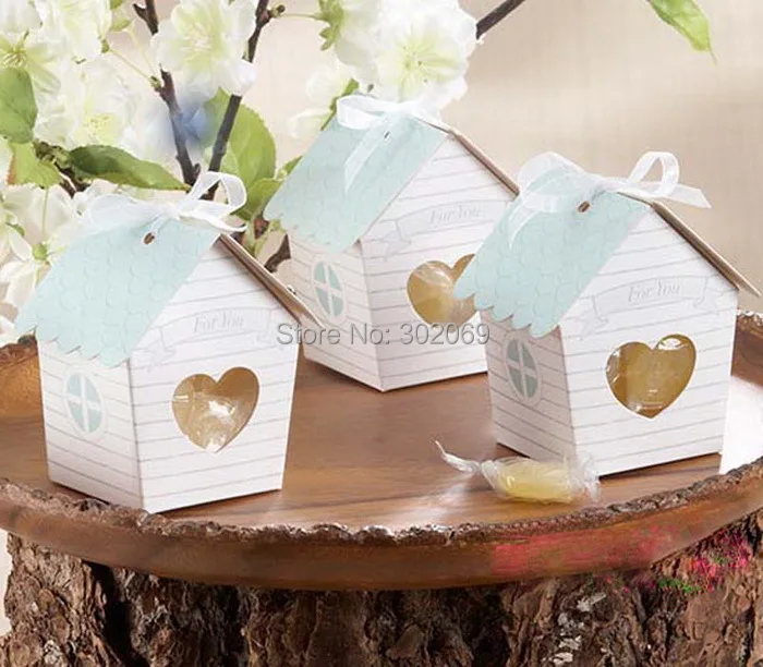 Стиль "Love Nest" Птичий домик коробки для подарков конфет коробки с лентой и биркой 50 шт