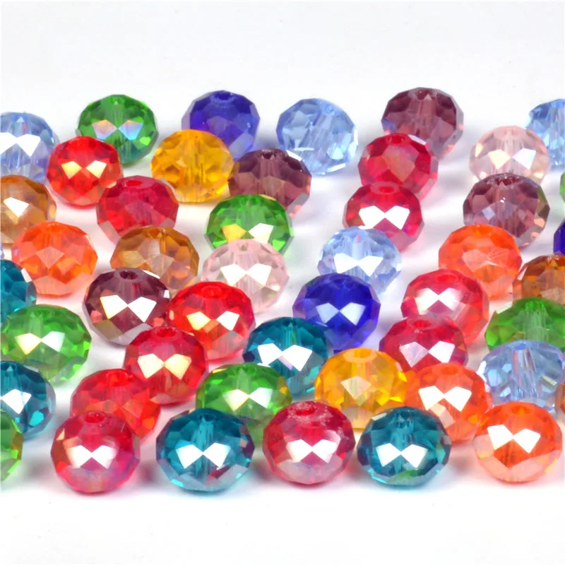 

4 6 8mm Czech Loose Rondelle Crystal Beads For Jewelry Making Diy Needlework AB Color Spacer Faceted Glass Beads Wholesale