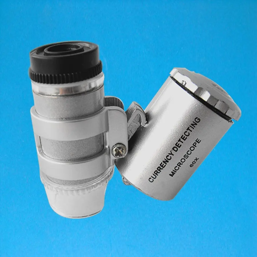 

60X Mini Pocket Magnifier Loupe Portable Jewelry Microscope with LED UV Light NO.9882