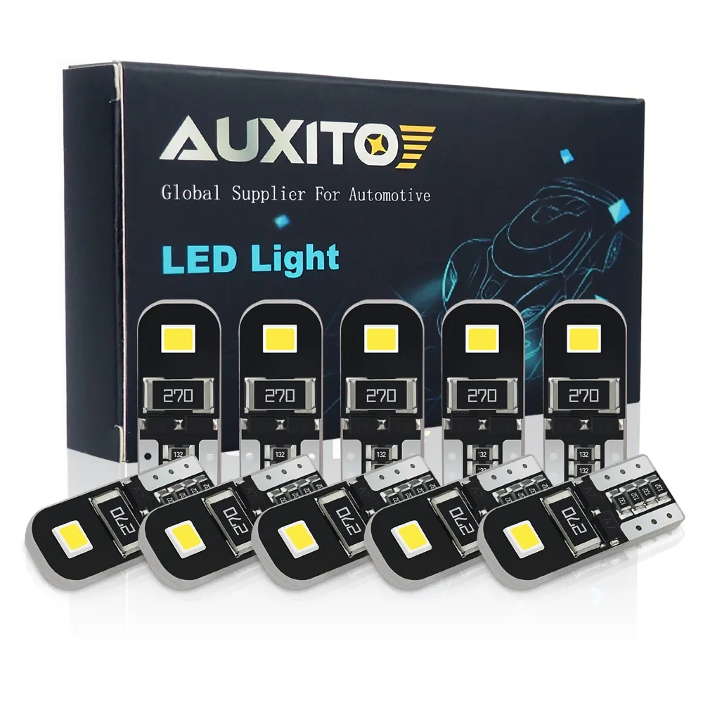 10Pcs W5W T10 LED Canbus Light Bulbs for Audi BMW VW Mercedes Car Interior Dome Light Trunk Lamp Parking Lights Error Free 12V