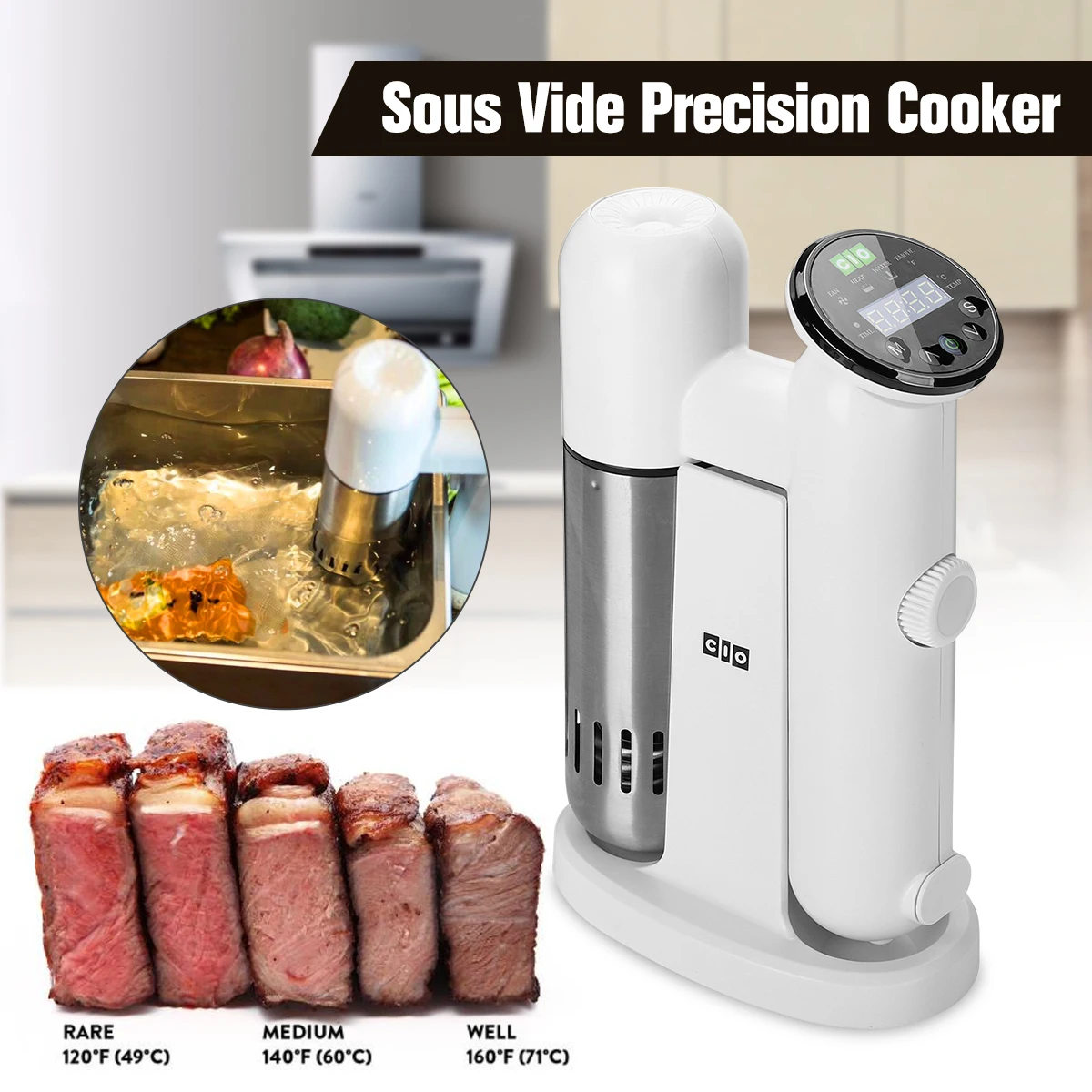 

US 110V /EU 220V 1100W Sous Vide Precision Cooker Black/White Temperature and Timing Control Efficient Safe Rapidly Warmed
