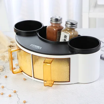 

Multi-function Seasoning Box Home Cumin Yellow Bean Pepper Salt Kitchen Storage Box Multi-function Solid Seasoning Box Crocks