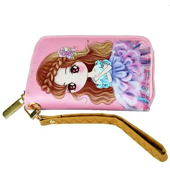 

2018 Hot Sale Women PU Wallet Lady Cartoon Girl Casual Cute Hand Wallet Princess pattern Lovely Female bags Candy Colors