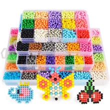 

Hot Selling 5mm Aqua Beads DIY 3d Puzzles Toys Set Hama Beads Perler Beads New Year Gift Aquabeads Perlen Learn Kids Toys A61