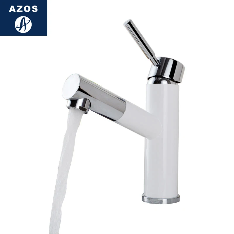 

Azos Basin faucet Pull-out Wash Basin Brass White Cold and Hot Switch Single Function Paint Below Counter Basin Bathhouse Round