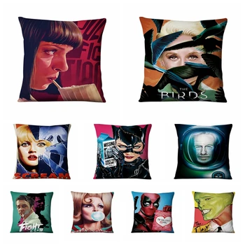 

Movie Posters Printed Thin Linen Pillowcase Fight Club Art Design Cushion Decorative Pillows Home Decor Sofa Throw Pillow 45*45