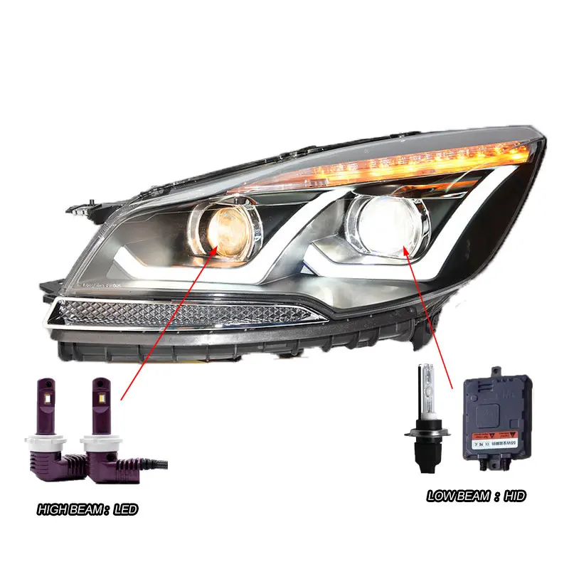 LED HID Автомобильный Стильный чехол на голову для Ford Kuga фары 2013- светодиодный фонарь DRL Объектив Двойной Луч Биксенон HID автомобильные аксессуары - Цвет: LED HID