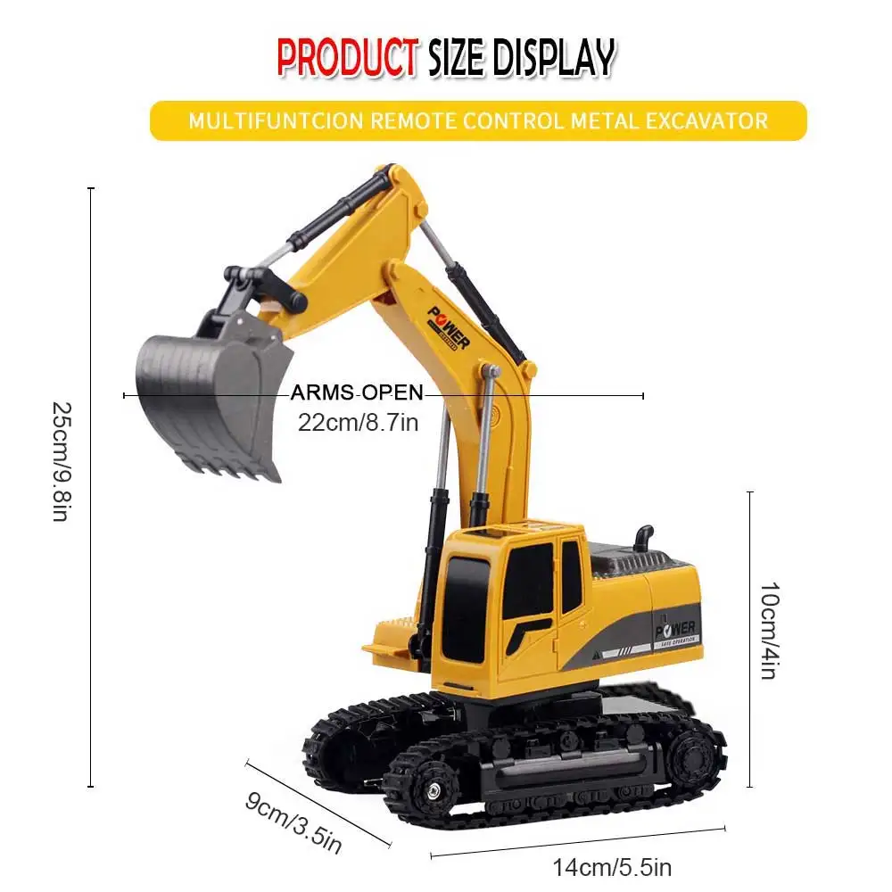 Rc Excavator Model Engineering Car 6CH Wireless Diecast Metal Plastic Remote Control Excavator Toys Kids Children