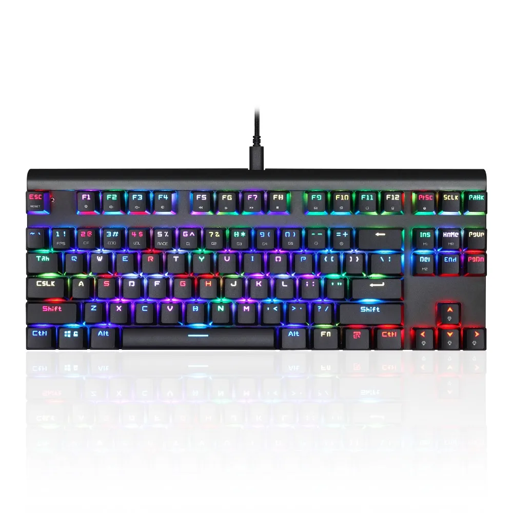 Проводная Механическая игровая клавиатура CK101 металл 87 клавиш RGB синий красный