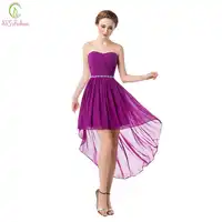 SSYFashion เจ้าสาวชุดเดรสสั้นชีฟอง Strapless Asymmetry Lace - up อย่างเป็นทางการ Plus ขนาดเจ้าสาวพรหมชุด