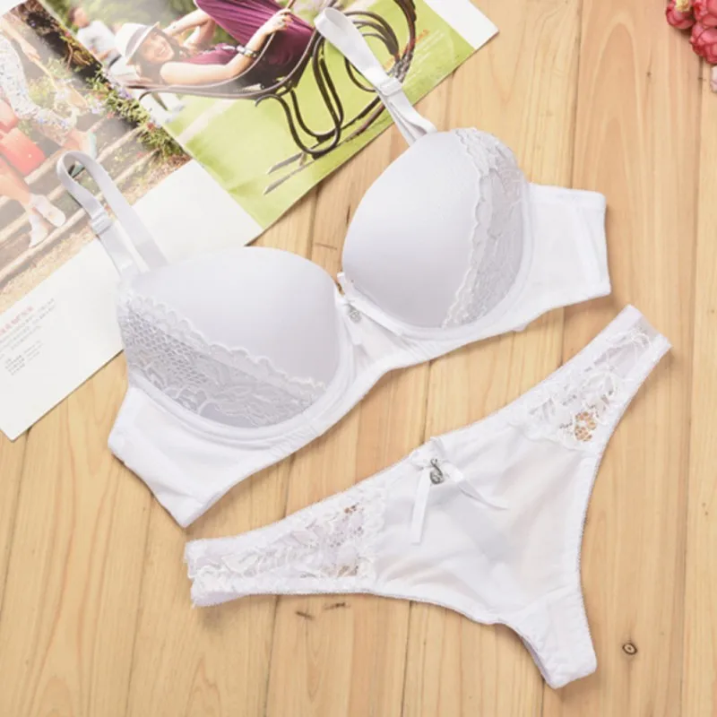 Solid Color Sexy Elegant Bra And Panty Set Women Bras Underwear Lady Push Up Bra Lingeries Bra Sets Brief Set Lingerie Set