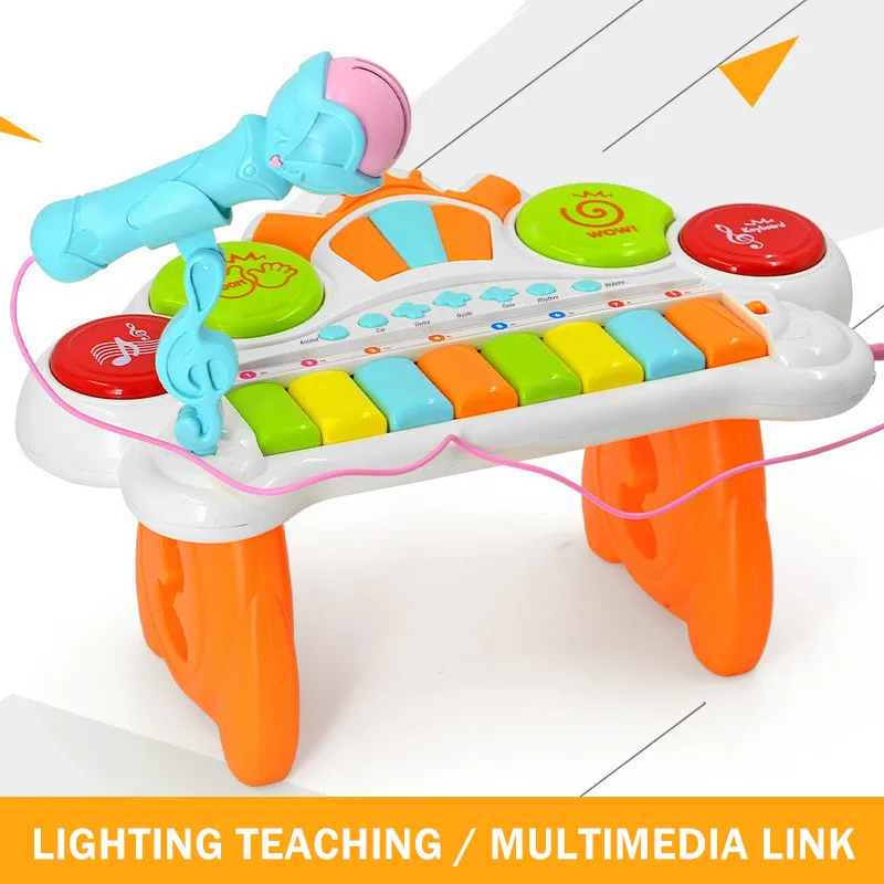 

Mini Microphone keyboard Music Teaching Multimedia Playback Pianoforte 1-3 Years Baby Education Toys Musical Instrument