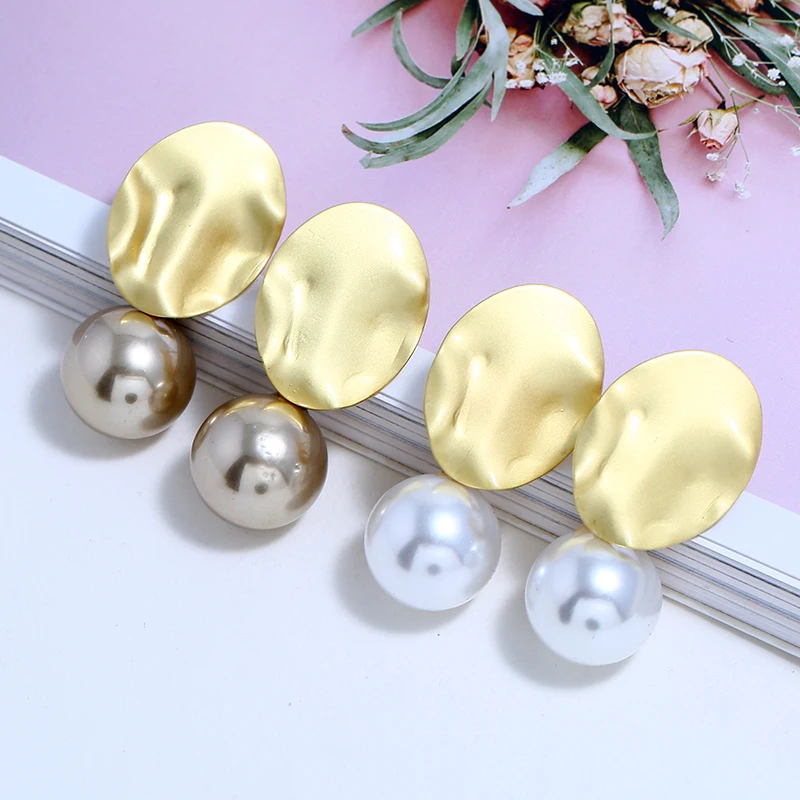

2019 Fashion Simple New Small Fresh Alloy Drop Earrings High Quality Imitation Pearl Gold Ladies Brincos For Women Jewelry