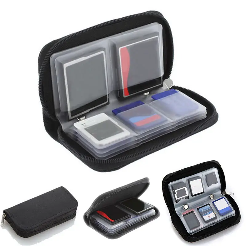 1 шт. защитный держатель кошелек черный 22 SDHC MMC CF Micro SD карта памяти для переноски на молнии чехол