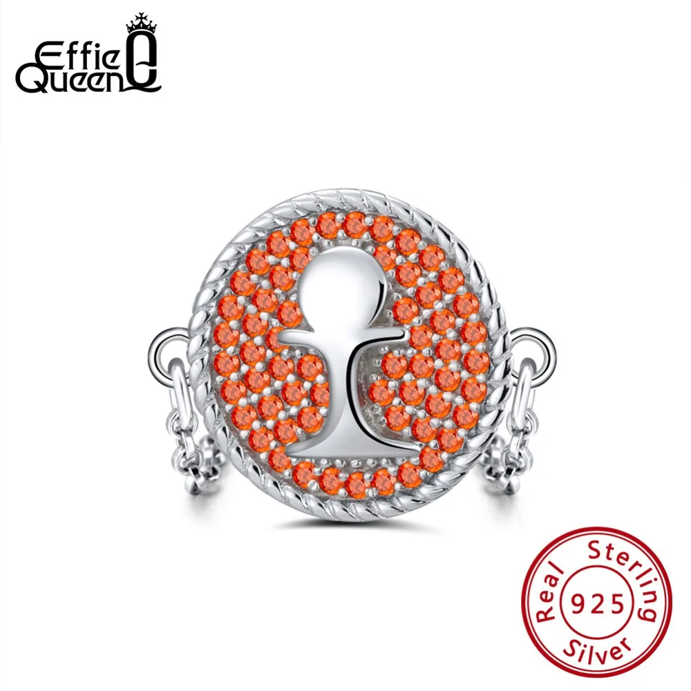 

Effie Queen Genuine 925 Sterling Silver Rings Round Paved AAA Zircon Chess Pattern Finger Ring Link Chain Style Jewelry BR110
