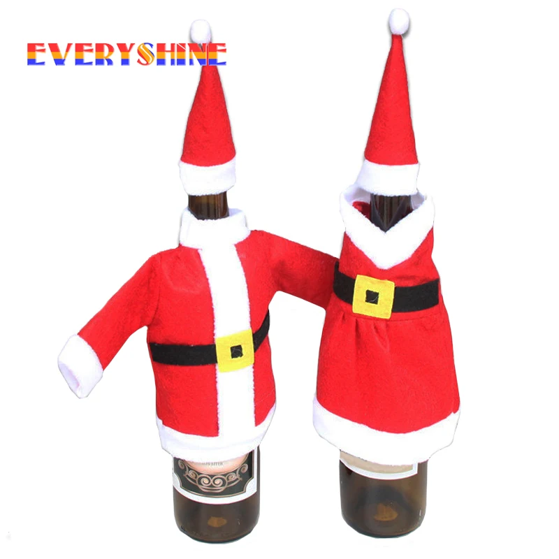 

1 set Ms&Mrs Santa Claus Clothes Wine Bottle Cover DIY New Year Christmas Dinner Party Table Decoration Ornaments SD244