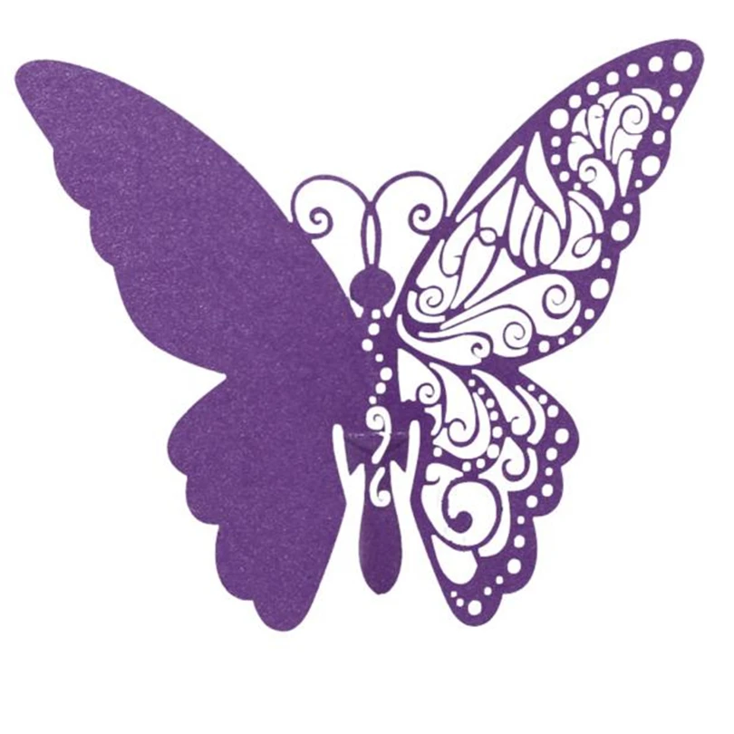 New 50 Pcs Butterfly Wine Glass Paper Card for Wedding Party White Wedding Party Decoration Table Seat Decoration #Q21R (23)
